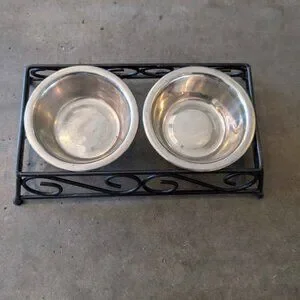 Pet Food And Water Bowls with Metal Stand. Size Small