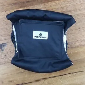 PET PARENTS BLACK BELLY BAND MALE DOG WRAP DIAPER SIZE LARGE