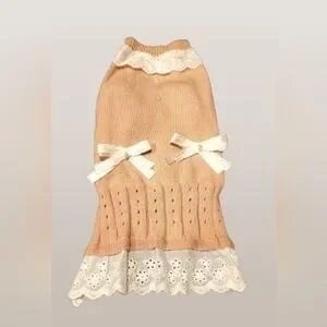 Petcircle pet sweater pink knit with eyelet lace for a Dog or Cat Size L