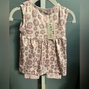 Pete And Lucy Pink Leopard Ruffle Tank Top And Floral Capris NWT 6-12 Months