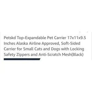 Petskd top Load Small Pet Travel Bag. NWOT