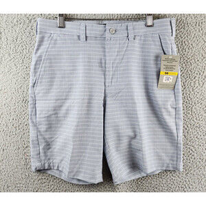 PGA TOUR Striped 8" Golf Shorts Men's 30 Tradewinds Pocket Button Zip Closure