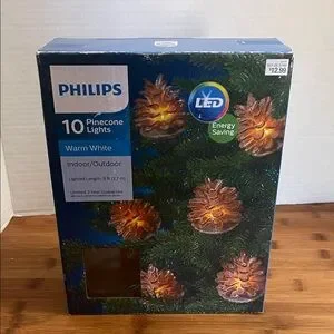 Philips 10 Pinecone LED Lights Warm White Indoor Outdoor Energy Saving 9 ft