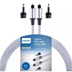 Philips Toslink 6 Ft Fiber Optic Audio Cable With Adapters