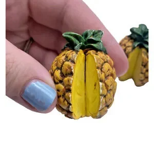 Pineapple Cabinet Drawer Knobs Novelty Fruit Food Yellow Figural Vintage Lot 3