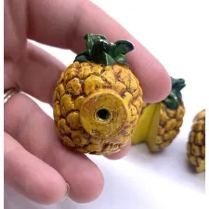 Pineapple Cabinet Drawer Knobs Novelty Fruit Food Yellow Figural Vintage Lot 3