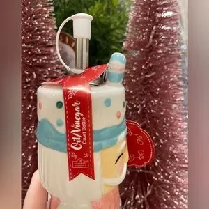 Pink Christmas Nutcracker Ceramic Oil & Vinegar Cruet Bottle NWT