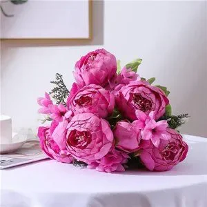 Pink Flowers Artificial Silk Peony Bouquets Wedding Home Decoration Floral Decor
