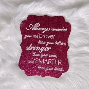 Pink Glitter Motivational Inspirational Quote Wooden Hanging Wall Art Decor