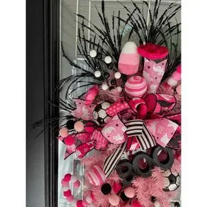 Pink Halloween Swag Wreath For Front Door With BOO Sign