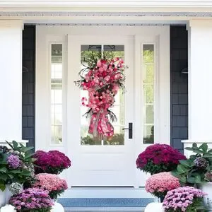 Pink Halloween Swag Wreath For Front Door With BOO Sign