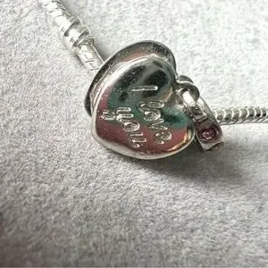 Pink Mom Heart Charm Fits PANDORA