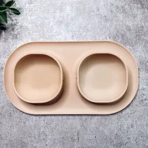 Pink Silicone Two-in-One Kitten Dish