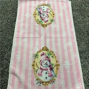 Pink Snowman Decorative Towel