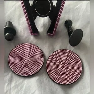 Pink Sparkle Phone Holder For Car & Pink Sparkle Car Cup Holder Coasters…