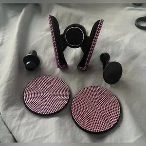 Pink Sparkle Phone Holder for Car & Pink Sparkle Car Cup Holder Coasters…