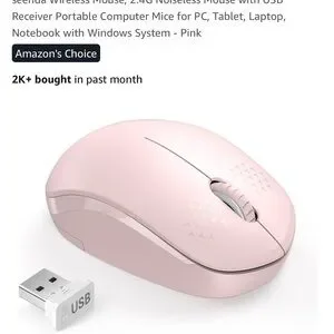 Pink Wireless Mouse with USB Receiver