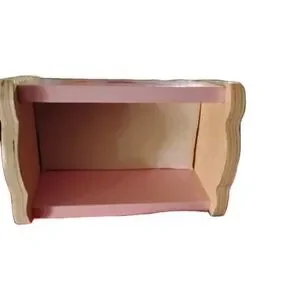 Pink Wooden Cradle Dollhouse Furniture Nursery Rocking Crib Bed Miniature Heart