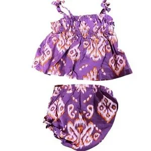 Plaid And Ikat Baby Outfit Set