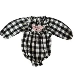 Plaid And Ikat Baby Outfit Set