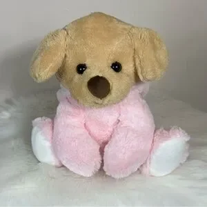 Plush Dog Toy - Tan and Pink