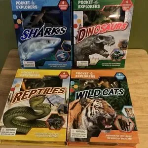 Pocket Explores Set‎ Of 4 Book Dinosaurs Wild Cat Sharks And Reptiles 2021