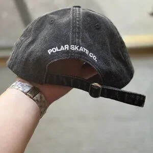 Polar Skate Co. Hat Men's O/S Gray Polar Logo Baseball Cap Adjustable Denim Fade