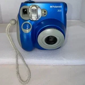 Polaroid 300 Instant Film Blue Camera With Strap-UNTESTED