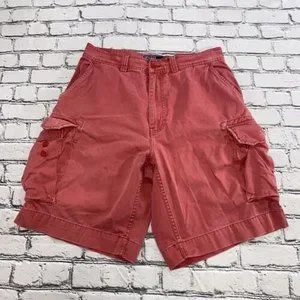 Polo Ralph Lauren CLASSIC CHINO Faded Red Cargo Shorts Size 33 EUC