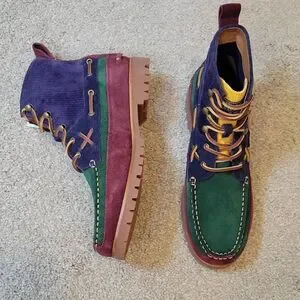POLO Ralph Lauren Country Ranger MID Color Block Suede Corduroy Boots Men's 10.5