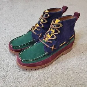 POLO Ralph Lauren Country Ranger MID Color Block Suede Corduroy Boots Men's 10.5