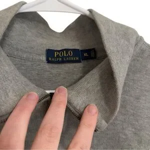Polo Ralph Lauren Gray Quarter Zip Pullover Sweatshirt Size XL