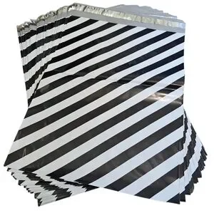 Poly Mailers Black And White Striped Thank You Bags 25 Count 14½" X 19"