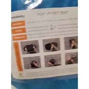 Pop Up Mesh Pet Tent Black Net Blue Trim - New In Case 47.25x24.80x19.68"