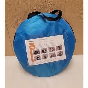 Pop Up Mesh Pet Tent Black Net Blue Trim - New In Case 47.25x24.80x19.68"