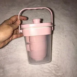 Portable Water Juice Container With Cups For Dining Cafe Picnic New