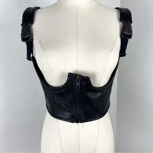 POSTER GIRL Womens M Black Underbust Zippered Corset Grunge Punk Renaissance