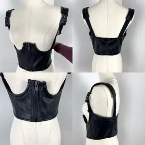POSTER GIRL Womens M Black Underbust Zippered Corset Grunge Punk Renaissance