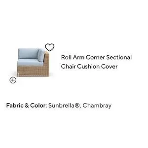 Pottery Barn Huntington Roll Arm Corner Sectional Chair Cushion Cover Chambray