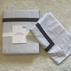 Pottery Barn Kids Decorator Organic Duvet Cover & Sham Twin GRAY