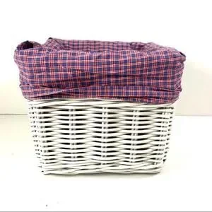 Pottery barn kids Sabrina basket LARGE liner plaid SQUARE one (1)