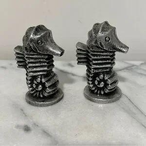 Pottery Barn pewter Seahorse salt and pepper shakers