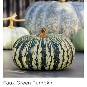 Pottery Barn Striped Green Faux Pumpkin