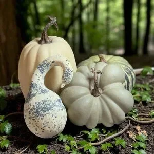 Pottery Barn Striped Green Faux Pumpkin