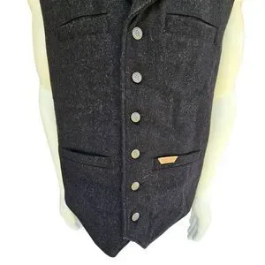 Powder River Outfitters Wool Blend Vest XXL Black Western Button Panhandle Slim