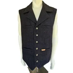 Powder River Outfitters Wool Blend Vest XXL Black Western Button Panhandle Slim