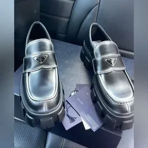 Prada Men's Glossy Black Chunky Loafers