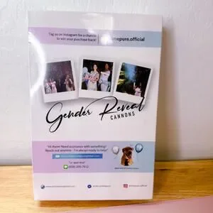 PrimePure Baby Girl Pink Gender Reveal Cannons Party Twist Powder Confetti NEW