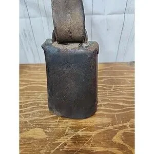 Primitive Antique Holstein Cow Bell W/Original Leather Collar