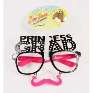 Princess Grad Mustache Glasses Prop No Lens Graduate Bling Pink Sun Staches Fun